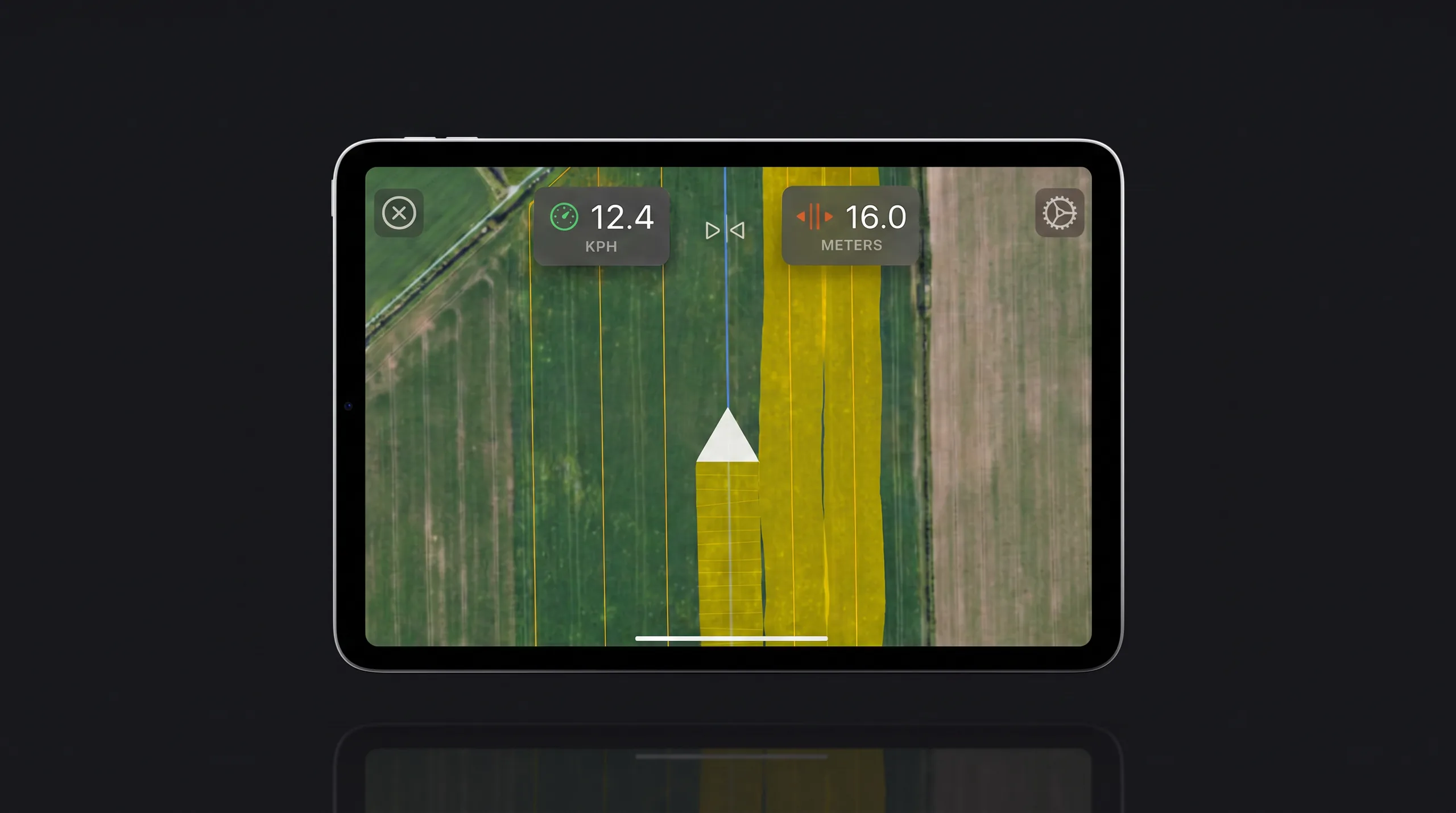 The Tractor GPS coverage map running on an iPad